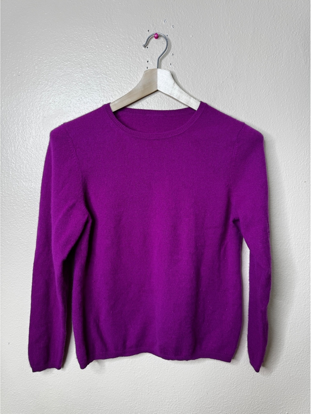 Cashmere Sweater Women's Medium Purple Round Neck Lightweight